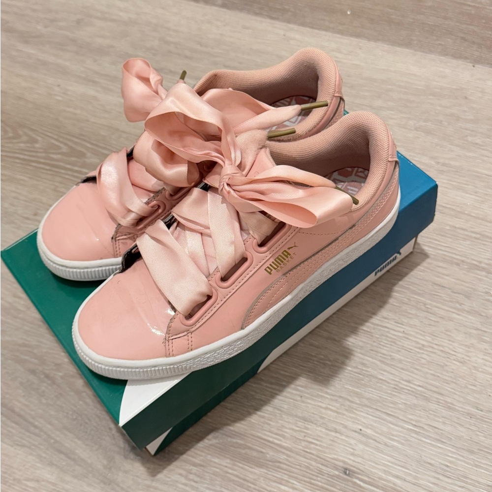 Puma Pink Satin Bow Sneakers